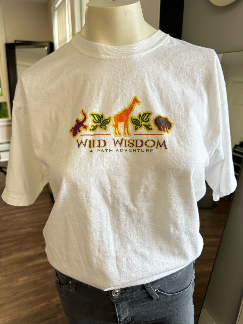 American Vintage White Tee with Colorful Safari Logo
